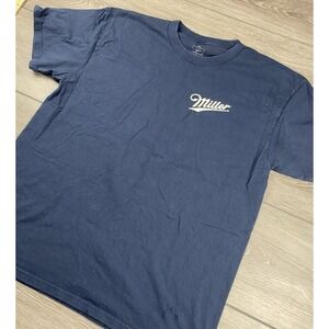 Miller High Life Men's Short Sleeve Graphic Print Logo T Shirt Navy Size XL